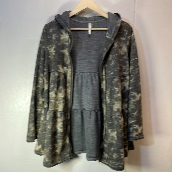 #0084 Mur Mur -Long Olive & Cream Zip Up Flare Cute Sweatshirt. - Picture 6 of 11